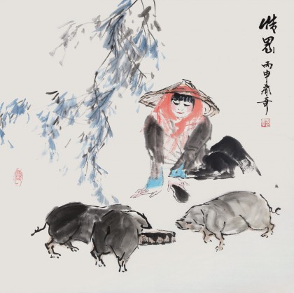 【已售】張春奇 四尺斗方《情思》徐悲鴻紀(jì)念館藝術(shù)中心理事