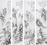 【已售】張春奇 四條屏《舍南舍北皆春水》徐悲鴻紀念館藝術中心理事（詢價）