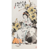 【已售】李立辰三尺《春風(fēng)花草香》河北著名仕女畫家（詢價）