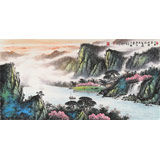 【已售】張慧仁四尺山水畫《桃花源里夢可圓》