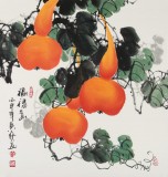 黃藝三尺斗方招財辟邪葫蘆畫《福祿圖》