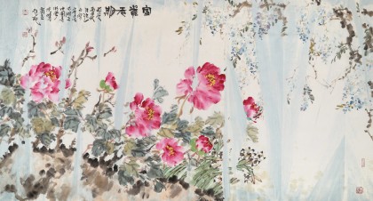 曲逸之 六尺《富貴無期》 河南省著名花鳥畫家