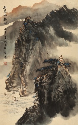 何實(shí) 四尺三開(kāi)《雨過(guò)好揚(yáng)帆》吉林著名山水畫(huà)家