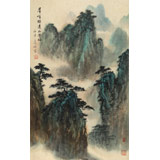 何實(shí) 四尺三開(kāi)《群峰綠透好登臨》吉林著名山水畫(huà)家