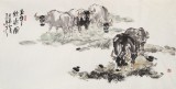 王向陽(yáng)四尺風(fēng)水畫《五牛飲水圖》 當(dāng)代著名畫家