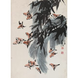 已故山野派繪畫大家鄒友蒸《麻雀報喜》 1986年作