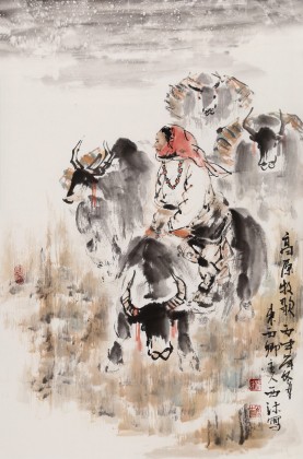 【已售】楊西沐 四尺三開《高原牧歌》 中國(guó)美術(shù)家協(xié)會(huì)會(huì)員（詢價(jià)）