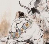 楊西沐 四尺三開《放牧人》 東方書畫院名譽(yù)院長(zhǎng)（詢價(jià)）
