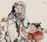 楊西沐 四尺三開《親情》 中國美術家協(xié)會會員（詢價）