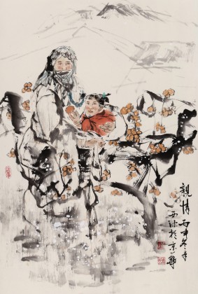 楊西沐 四尺三開《親情》 中國美術家協(xié)會會員（詢價）