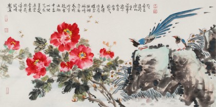 曲逸之 四尺《花開(kāi)富貴》  河南省著名花鳥(niǎo)畫(huà)家