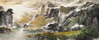 【已售】李碧峰 小八尺《碧湖秋韻圖》 中國(guó)書畫家協(xié)會(huì)理事