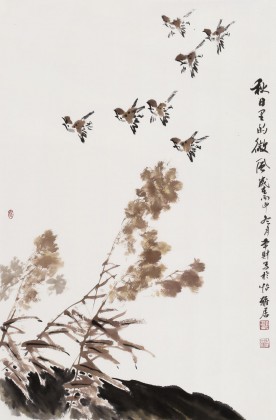 鄒本財(cái) 四尺三開《秋日里的微風(fēng)》 公主嶺市美協(xié)常務(wù)副主席