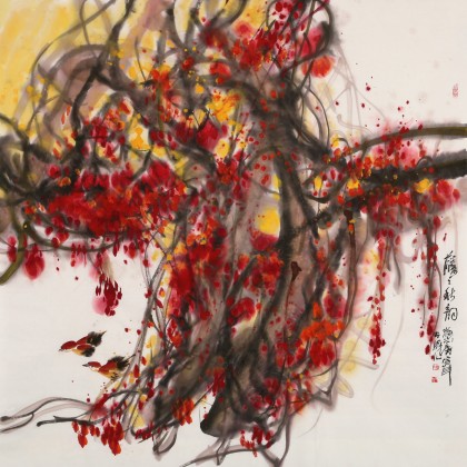 李明成四尺斗方《藤之秋韻》