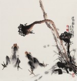 李明成三尺斗方圖《池韻圖》