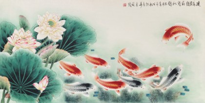 南海禪寺 妙林居士 四尺《連年有余 前程似錦》