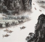 申凌翔 四尺三開《漓江清韻圖》 廣西山水畫名家