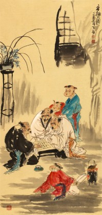 南海禪寺 妙林居士 四尺《弈趣圖》