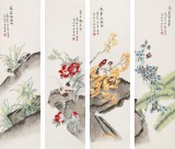 凌雪 四條屏《四季花鳥》 北京美協(xié)會(huì)員