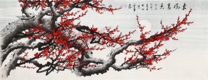 何華賢 小六尺《東風(fēng)裹香》 潁淮書畫名家