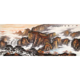 張慧仁 小八尺《秋山觀瀑圖》 廣西山水畫家協(xié)會常務(wù)理事