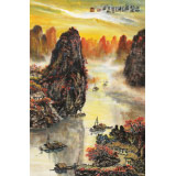 申凌翔 四尺三開《江山秋霞圖》 廣西山水畫名家