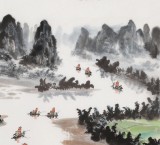申凌翔 四尺三開《江山如畫》 廣西山水畫名家