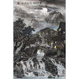 申凌翔 四尺三開《夢里故鄉(xiāng)》 廣西山水畫名家