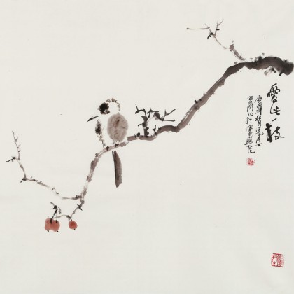 李明成四尺斗方臥室畫《愛此一枝》