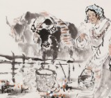 楊西沐 四尺《牧歸圖》 中國美術(shù)家協(xié)會會員（詢價）