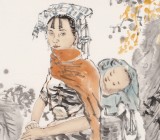 楊西沐 四尺斗方《邊鎮(zhèn)風情》 中國美術(shù)家協(xié)會會員（詢價）