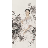 楊西沐 四尺《荷塘清韻》 中國美術(shù)家協(xié)會會員（詢價）