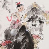 尹和平 四尺斗方《秋歌》 當(dāng)代鄉(xiāng)土童趣繪畫名家