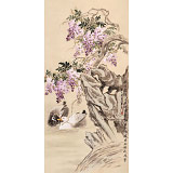 皇甫小喜 四尺《遙聞碧潭上 春晚紫藤開》 河南著名花鳥畫家