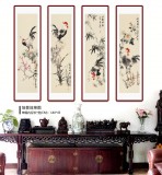 【已售】皇甫小喜 四條屏《梅蘭竹菊》 河南著名花鳥(niǎo)畫(huà)家