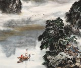 【已售】申凌翔 四尺三開《故鄉(xiāng)的河》 廣西山水畫名家