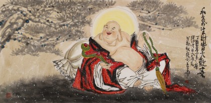 【已售】南海禪寺 妙林居士 四尺《和氣生財(cái)皆大歡喜》