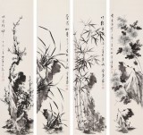 【已售】何華賢 四條屏《梅蘭竹菊》 潁淮書(shū)畫(huà)名家