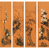 【已售】何華賢 四條屏《梅蘭竹菊》 潁淮書畫名家