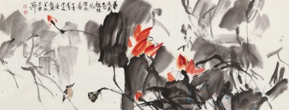 庾超然 小六尺《荷風送香》 黃鶴樓書畫院院長