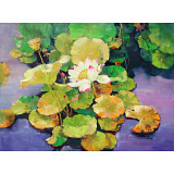 【已售】郭瑩 《映日荷花別樣紅》北京著名女油畫家