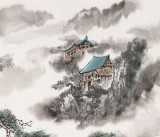 【已售】譚良干 四尺斗方《茫茫白絮繞家園》 貴州山水畫名家