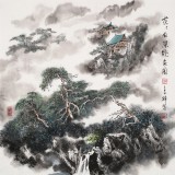 【已售】譚良干 四尺斗方《茫茫白絮繞家園》 貴州山水畫名家