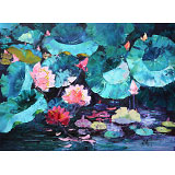郭瑩 《荷塘》北京著名女油畫家