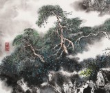 【已售】譚良干 四尺斗方《茫茫白絮繞家園》 貴州山水畫名家