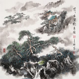 【已售】譚良干 四尺斗方《茫茫白絮繞家園》 貴州山水畫名家