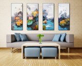 【已售】郭瑩 《荷香》四聯 北京著名女油畫家