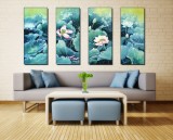 【已售】郭瑩 《荷韻幽香》四聯(lián) 北京著名女油畫家