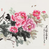 【已售】梁景欣 四尺斗方《花開富貴》 青大美院學(xué)院派畫家