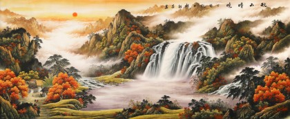 【已售】楊銘昌小八尺《秋山晴曉》安徽山水畫研究協(xié)會(huì)理事